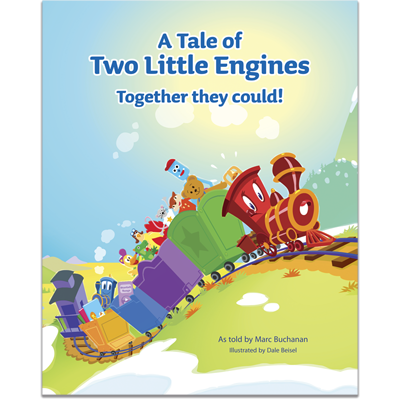 Detailed view of A Tale of Two Little Engines