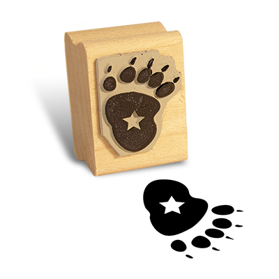 Detailed view of Backpack Bear's Paw Print Stamp