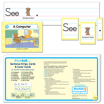 Detailed view of Sentence Strips, Cards & Cover Cards for Backpack Bear's Predecodable Books