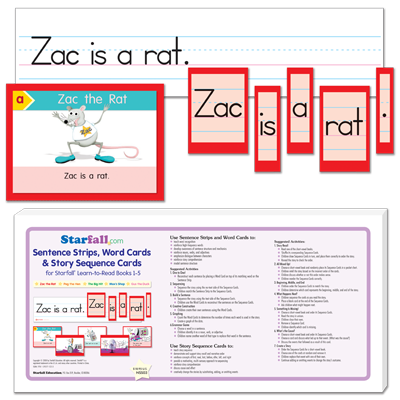 Detailed view of Sentence Strips, Word Cards & Story Sequence Cards for Starfall Learn to Read Books 1-5