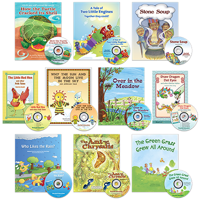 Detailed view of Set of 10 Folk Tales and Fables Books with Read-Along CDs