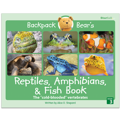 Detailed view of Backpack Bear's Reptiles, Amphibians, & Fish Book
